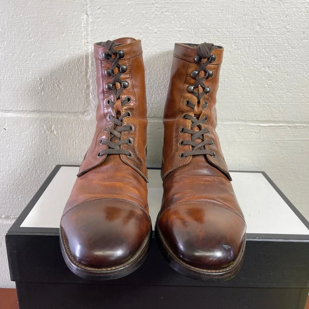 To Boot New York Adam Derrick 7973 Brown Leather Cap Toe Ankle Boots Men's 9.5